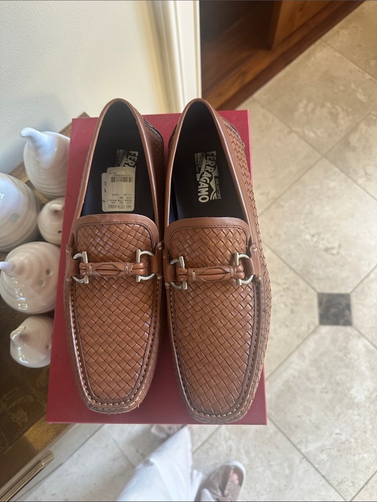 Salvatore Ferragamo Other - Salvatore Ferragamo Men’s NWT Sz 10D tan Brown woven Driver/ loafer Gancini NWT